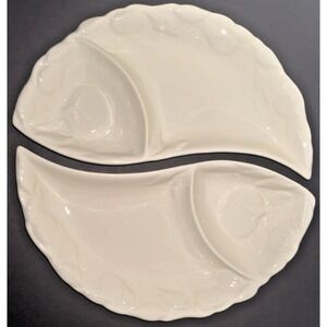 VINTAGE HTF Belmar California MCM Chip & Dip Tray - White Divided Relish Bowl